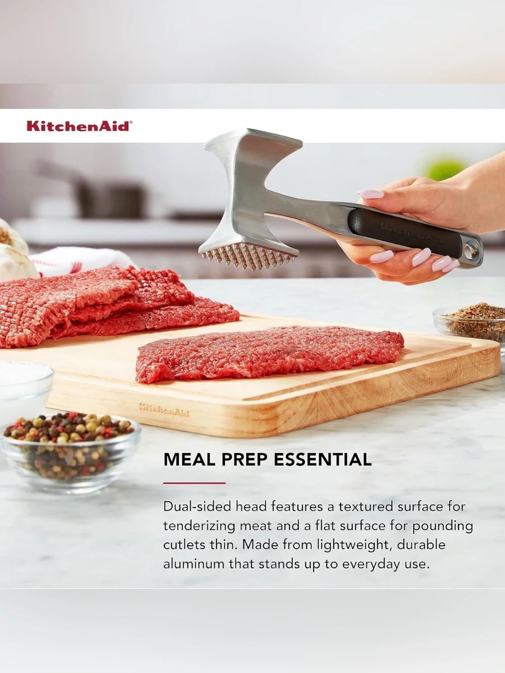 KitchenAid Black and Stainless Steel Dual Oversized Heads Meat Tenderizer. NWT